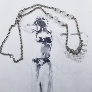 Vintage art deco silver tone and crystal necklace